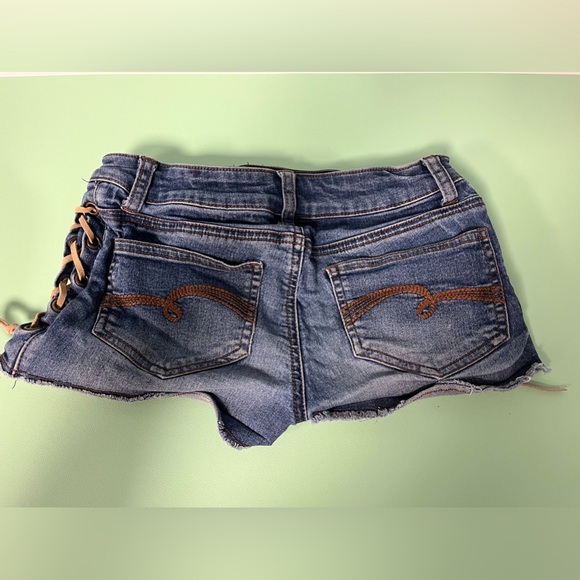 Justice Jean Shorts with leather ties, Girl size 10R, Girl summer jean shorts - Picture 2 of 5